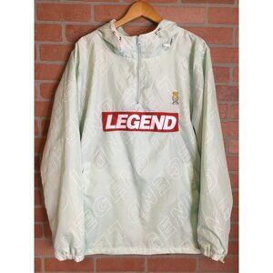 Prime Threads Legend Print 1/4 Zip Windbreaker Hoodie Spell out Size XL